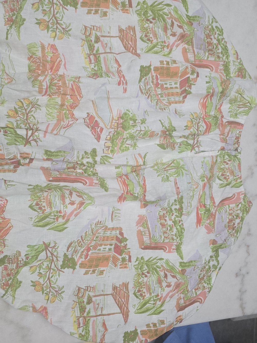 100%Linen Cynthia Rowley White Scenic Floral Square-Neck Top - Picture 6 of 9